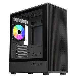 酷碼Cooler Master Elite 350 電腦機殼/強化玻璃側板/內含 12cm ARGB 風扇*4