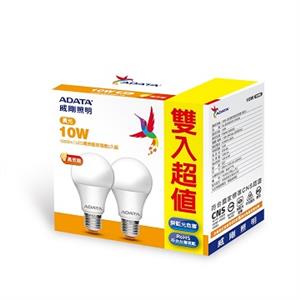 威剛照明 10W 高效能LED(135lmW)球泡燈2入-黃光
