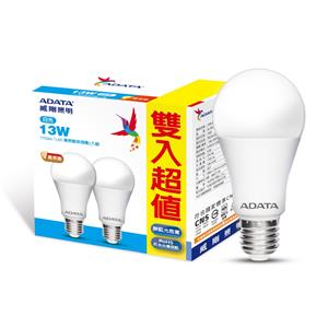 威剛照明 13W 高效能LED(135lmW)球泡燈2入-白光