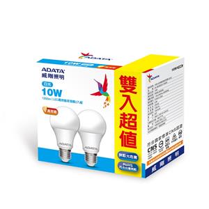 威剛照明 10W 高效能LED(135lmW)球泡燈2入-白光