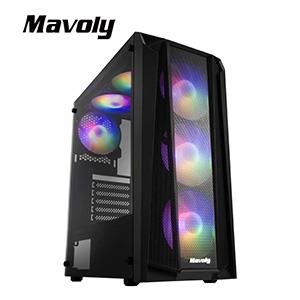 松聖Mavoly 荔枝 玻璃透側 ATX機殼【黑】