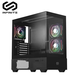 松聖INFINITE AURA X01全景玻璃透側 支援背插 E-ATX電競機殼【黑】