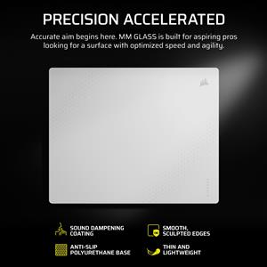 海盜船Corsair MM Glass玻璃滑鼠墊 灰白 500x 400mm