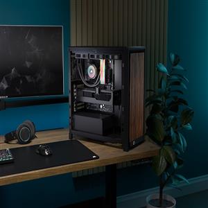 海盜船CORSAIR Frame 4000D 胡桃木黑 模組化背插式透側 E-ATX機殼 附RS120 ARGB風扇*4