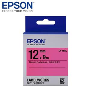 EPSON LK-4RBL C53S654418標籤帶(珍珠12mm )紅黑
