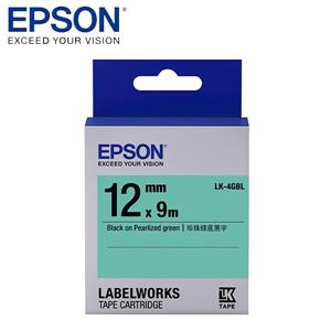 EPSON LK-4GBL C53S654419標籤帶(珍珠12mm )綠黑