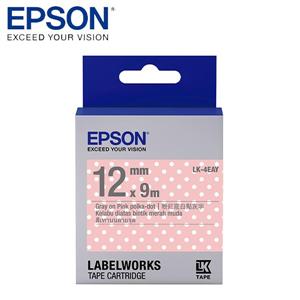 EPSON LK-4EAY C53S654424標籤帶(點紋12mm )粉紅/白點灰