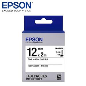 EPSON LK-4WBH C53S654427標籤帶(高耐熱12mm )白黑