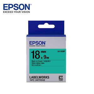 EPSON LK-5GBP C53S655405標籤帶(粉彩18mm )綠黑