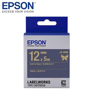 EPSON LK-4HKK C53S654429標籤帶(緞帶12mm )海軍藍金