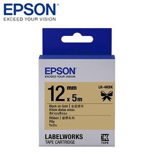 EPSON LK-4KBK C53S654431標籤帶(緞帶12mm )金黑
