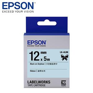 EPSON LK-4LBK C53S654437標籤帶(緞帶12mm )天空藍黑