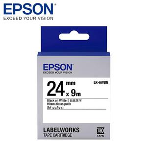 EPSON LK-6WBN C53S656401標籤帶(一般24mm )白黑