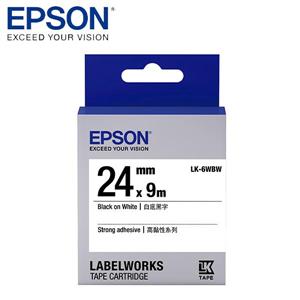 EPSON LK-6WBW C53S656407標籤帶(高黏24mm )白黑