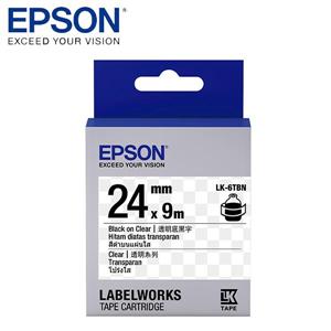 EPSON LK-6TBN C53S656406標籤帶(透明24mm )透明黑
