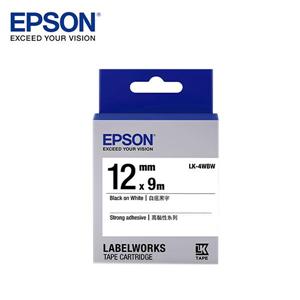 EPSON LK-4WBW C53S654410標籤帶(高黏12mm )白黑