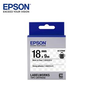 EPSON LK-5TBW C53S655410標籤帶(高黏18mm )透明黑