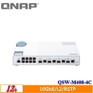 QNAP QSW - M408 - 4C 12埠L2 Web管理型10GbE交換器