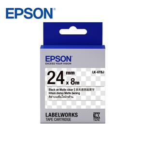EPSON LK-6TBJ C53S656420標籤帶(消光霧面24mm)透明黑