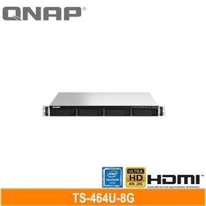 QNAP TS-464U-8G 單電源機架式(不含滑軌，3年保)網路儲存伺服器