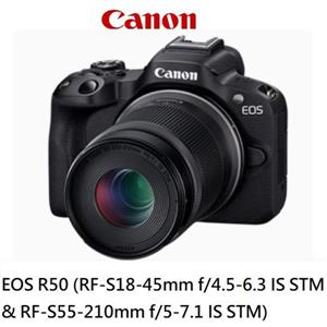 佳能CANON EOS R50(黑)RFS18-45/RFS55-210ISSTM雙鏡組無反光鏡相機