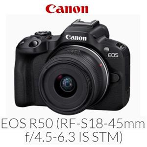 佳能CANON EOS R50(黑)RFS18-45ISSTM單鏡組無反光鏡相機
