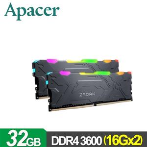 宇瞻 Apacer ZADAK MOAB AURA2 DDR4 3600 32G(16Gx2)RGB桌上型超頻電競記憶體