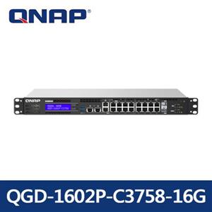 QNAP QGD-1602P-C3758-16G 16埠Guardian L2網管型 PoE 10/2.5GbE交換器