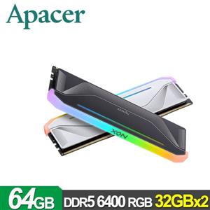 宇瞻 Apacer NOX DDR5 6400 64GB(32Gx2) RGB桌上型超頻電競記憶體 (白)(雙參數)