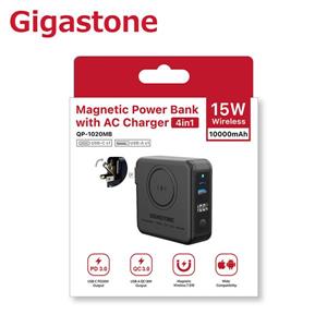 GIGASTONE Qi磁吸旅充行動電源10000mAh(QP-1020MB)