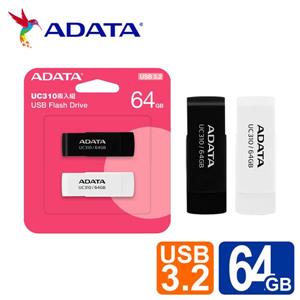 威剛 UC310  64GB USB3.2旋轉隨身碟(黑+白)(二入組)
