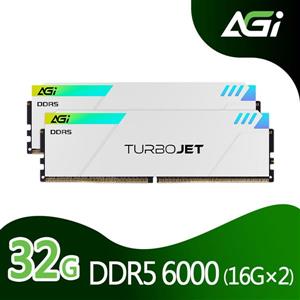 AGI DDR5 6000 32GB(16G*2)  RGB 超頻雙通RAM (白色散熱片)(CL36)