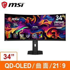 微星MSI MAG 341CQP QD-OLED X28 (34 吋 電競曲面顯示器)