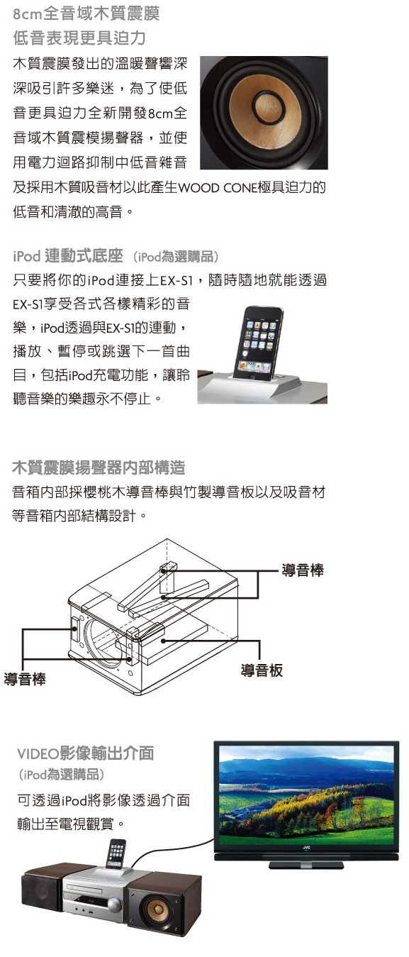 Jvc Ex S1m 木質振膜音響cd Usb Ipod Iphone Ex S3 Ex S1s Ux 7000 露天拍賣