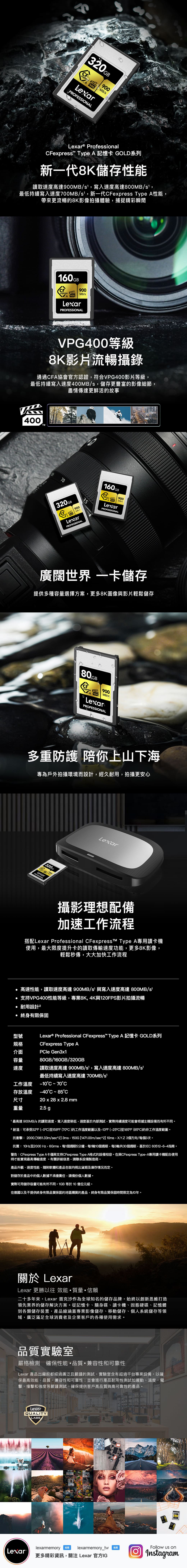 Lexar Professional Cfexpress Type A Card Gold Series G記憶卡